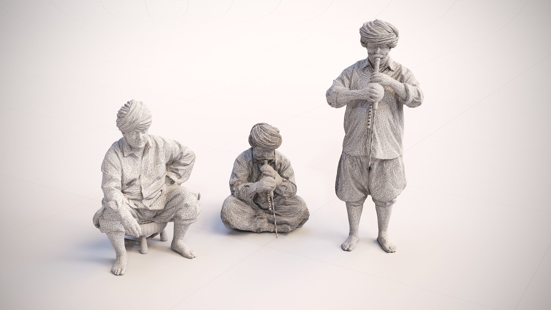 Realistic 3D Scan Flutist Man Model and Pose Blender Compatible 3D model_4