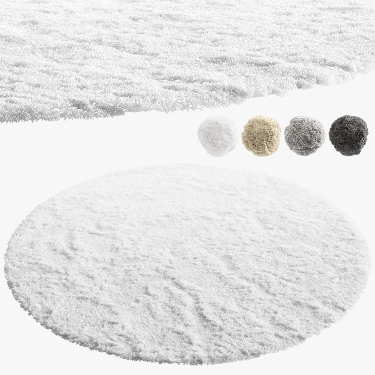 nuLoom Shaggy Area Round Rug 4 colors 3D model_1