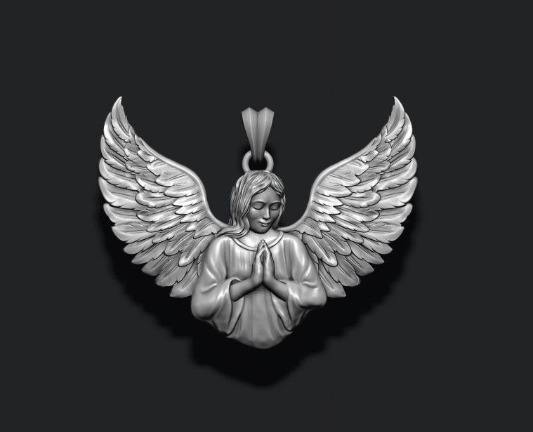 Girl angel pendant v2 3D print model_1