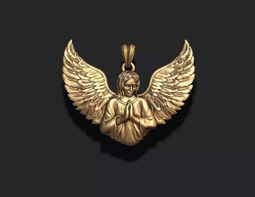 Girl angel pendant v2 3D print model_0