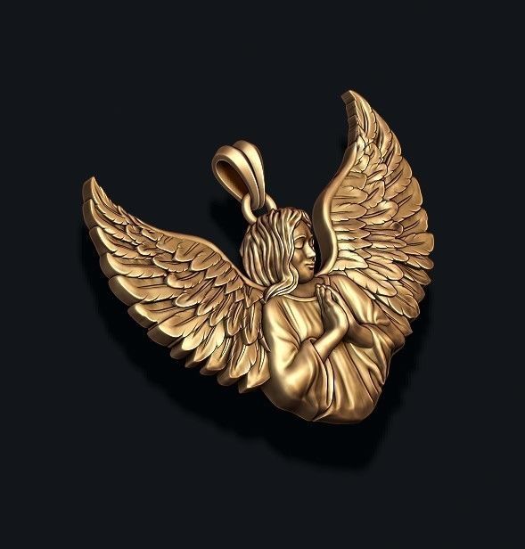Girl angel pendant v2 3D print model_4