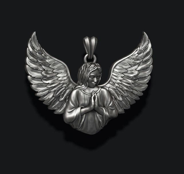 Girl angel pendant v2 3D print model_5