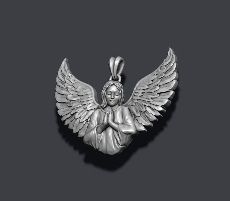 Girl angel pendant v2 3D print model_2