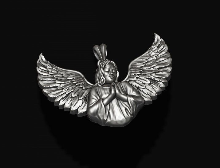 Girl angel pendant v2 3D print model_6
