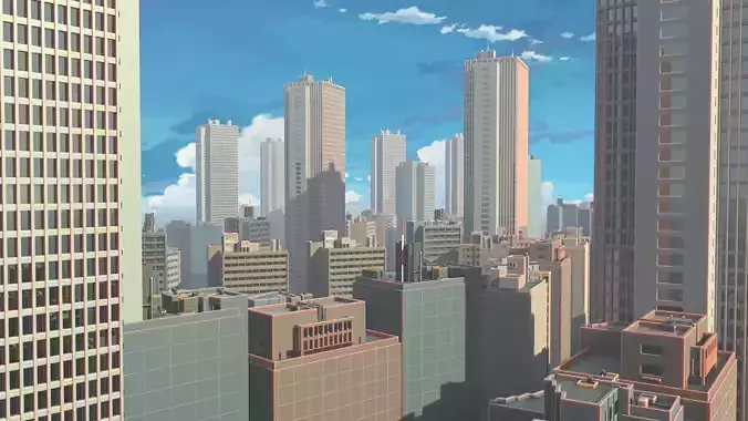 3D procedural anime cartoon city 3D model 3D procedural anime cartoon city 3D model