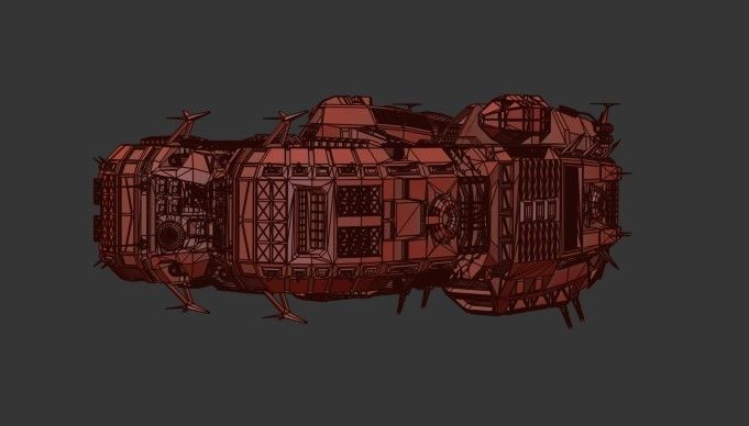 spacecraft Low-poly 3D model_16