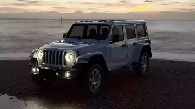 Jeep Wrangler 2018 - Simple Rig with Drivers for Lights 3D model