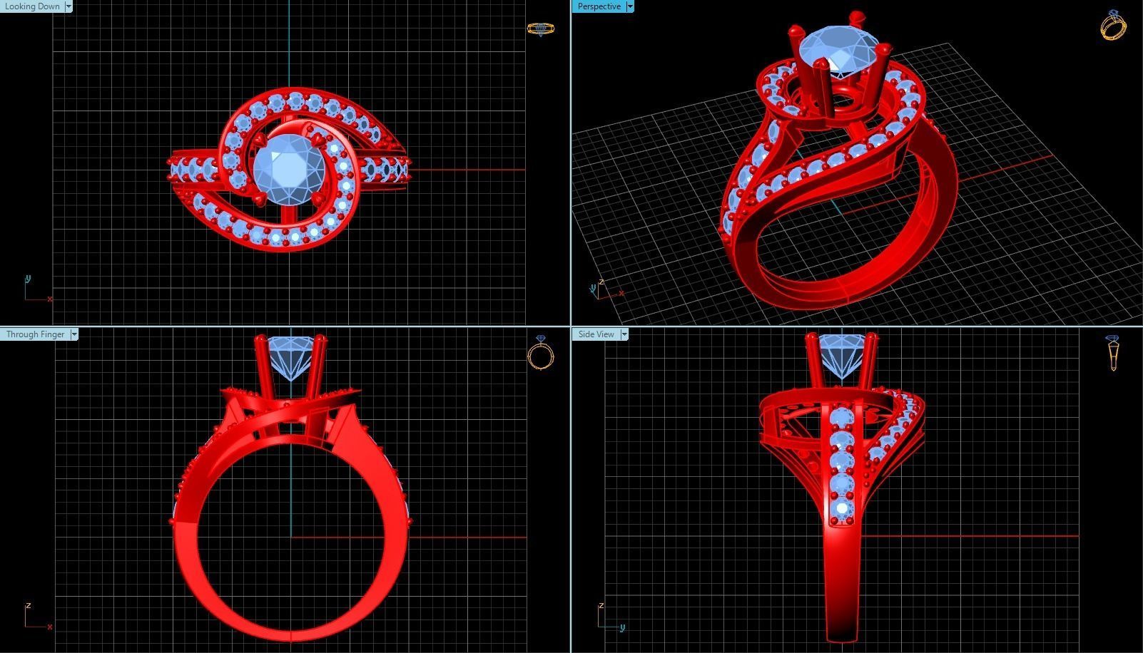 Diamond Ring Jewellery for Women 3D print model 3D print model_1