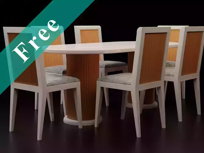 Mid-century Modern Dining Table with 2 round poles