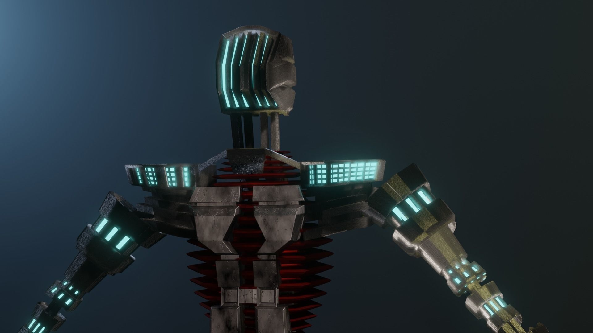 Sci-fi Guard walking Robot XYZY0506 Low-poly 3D model_5