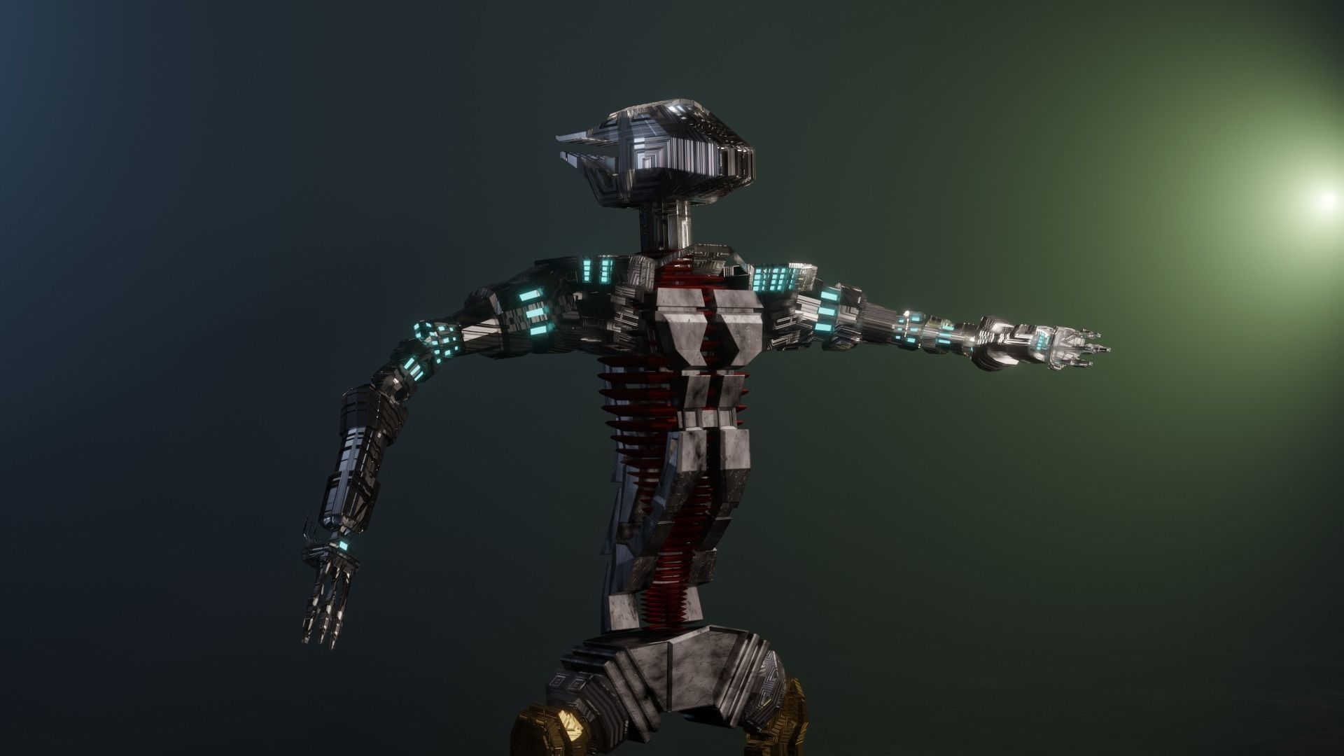 Sci-fi Guard walking Robot XYZY0506 Low-poly 3D model_13