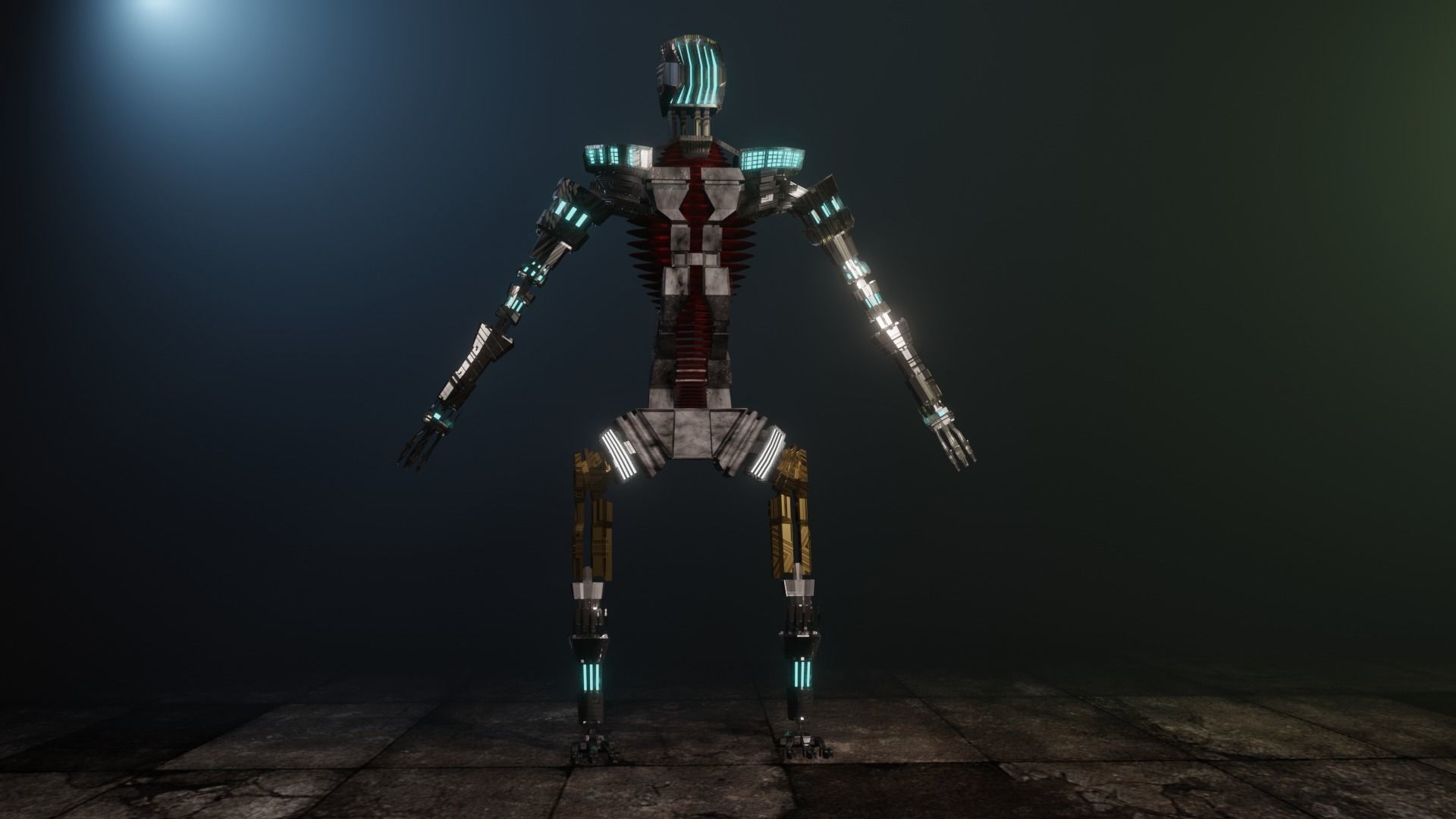 Sci-fi Guard walking Robot XYZY0506 Low-poly 3D model_7