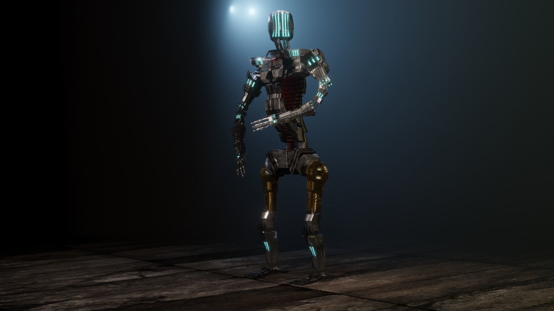 Sci-fi Guard walking Robot XYZY0506 Low-poly 3D model_12