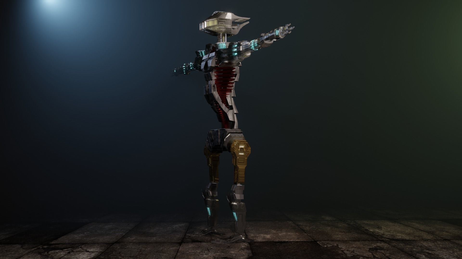 Sci-fi Guard walking Robot XYZY0506 Low-poly 3D model_11