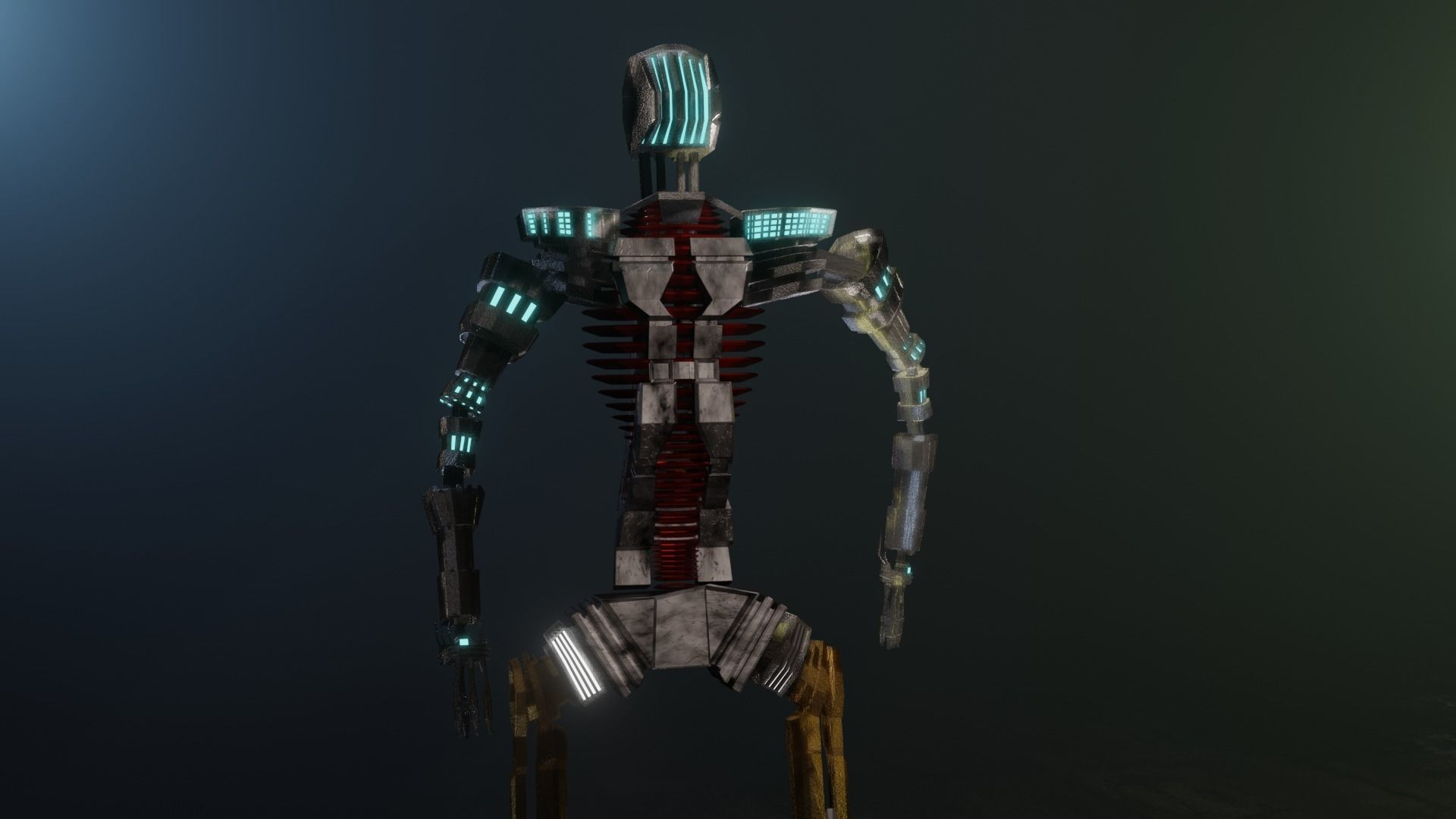 Sci-fi Guard walking Robot XYZY0506 Low-poly 3D model_2