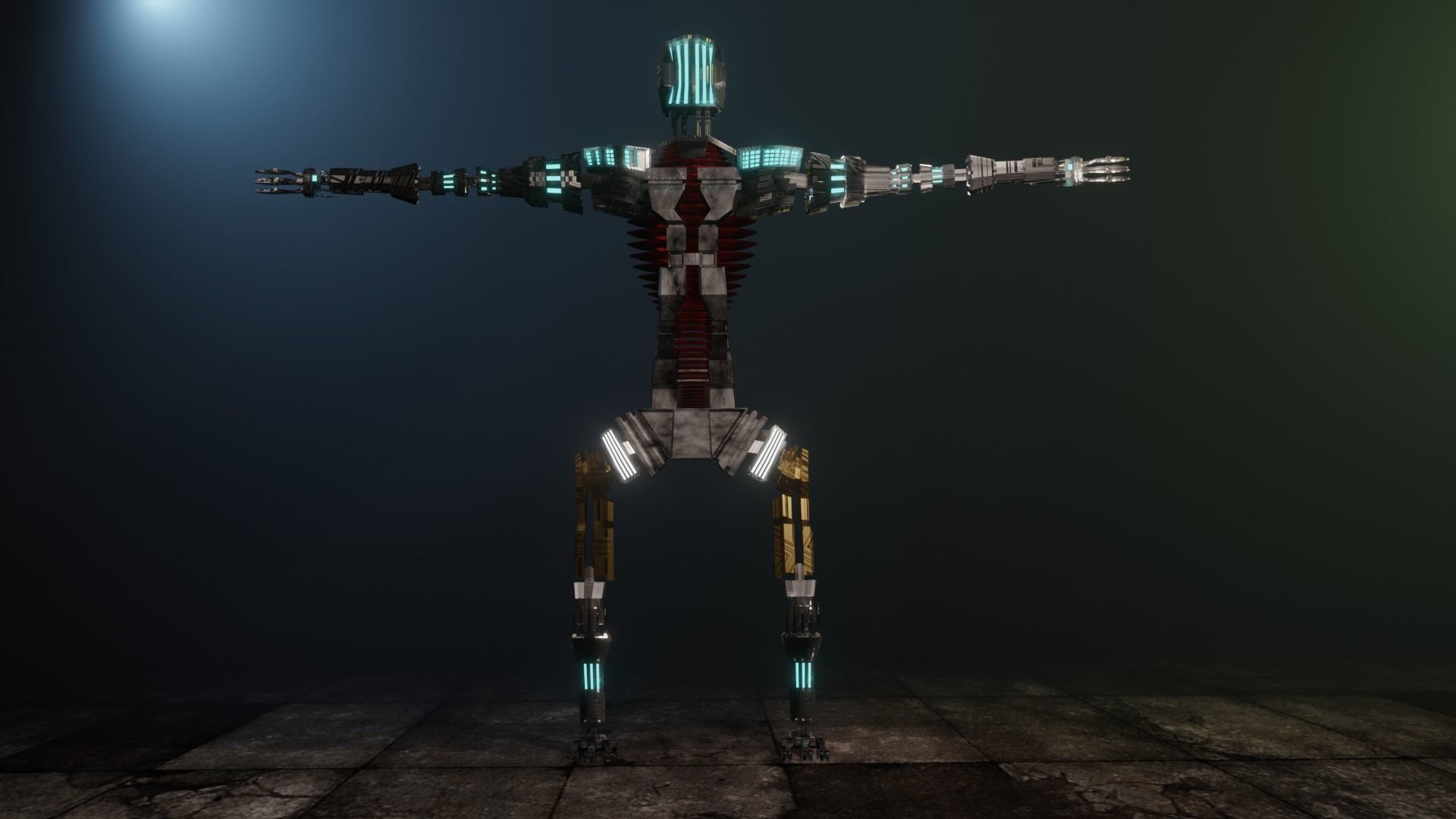 Sci-fi Guard walking Robot XYZY0506 Low-poly 3D model_4
