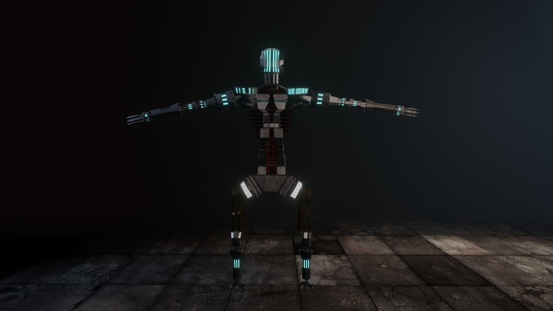 Sci-fi Guard walking Robot XYZY0506 Low-poly 3D model_6