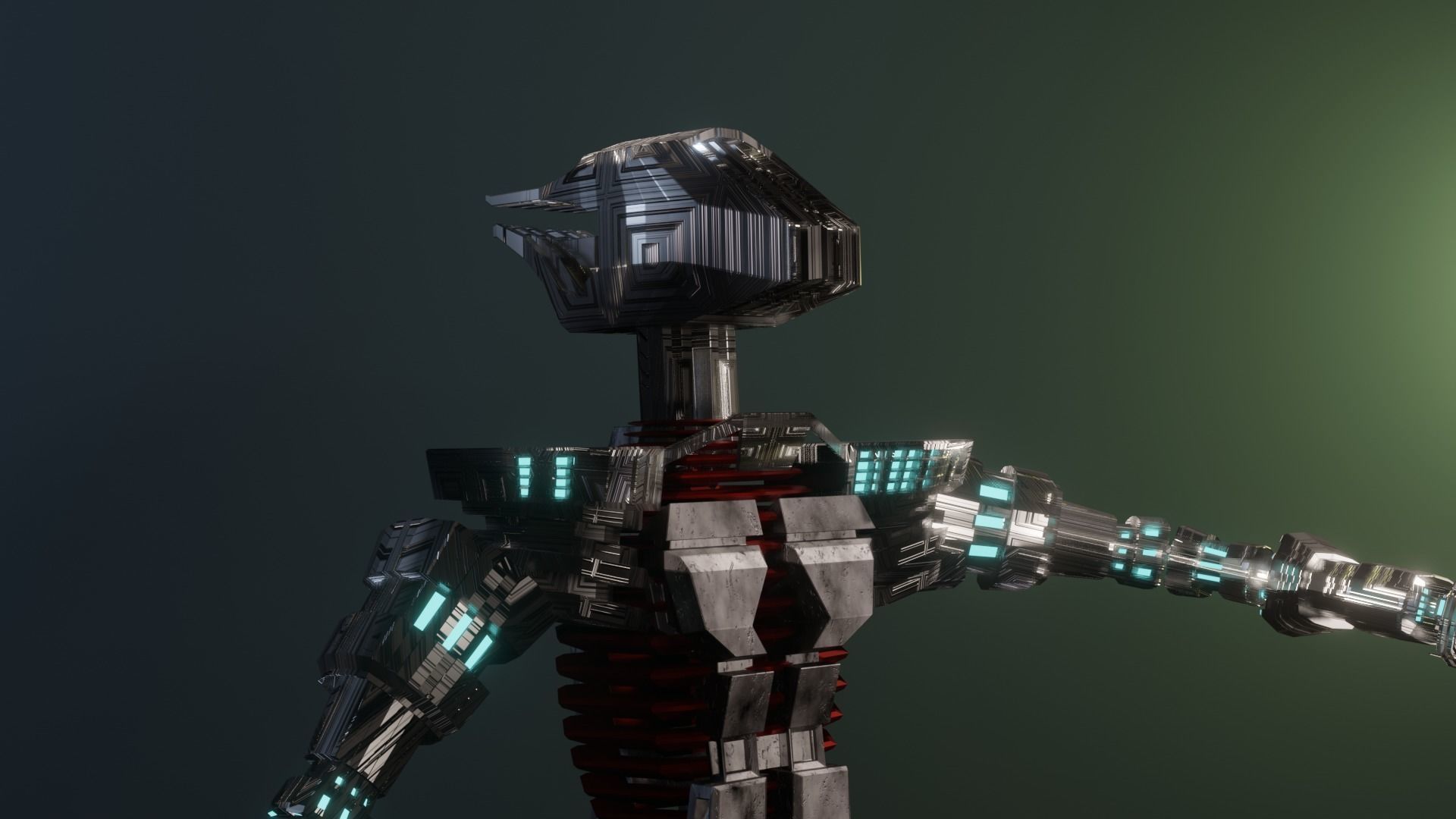 Sci-fi Guard walking Robot XYZY0506 Low-poly 3D model_14