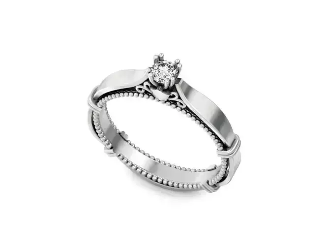 Engagement Ring  center solitaire metal Band 2774