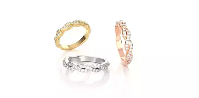 Braided Diamond Wedding Band