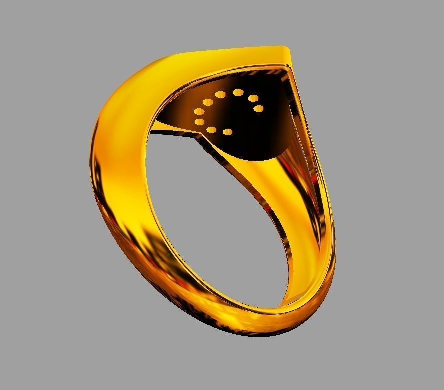 Heart Ring - Diamond Letter C 3D print model_10