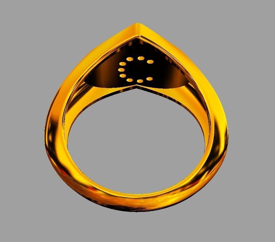 Heart Ring - Diamond Letter C 3D print model_11