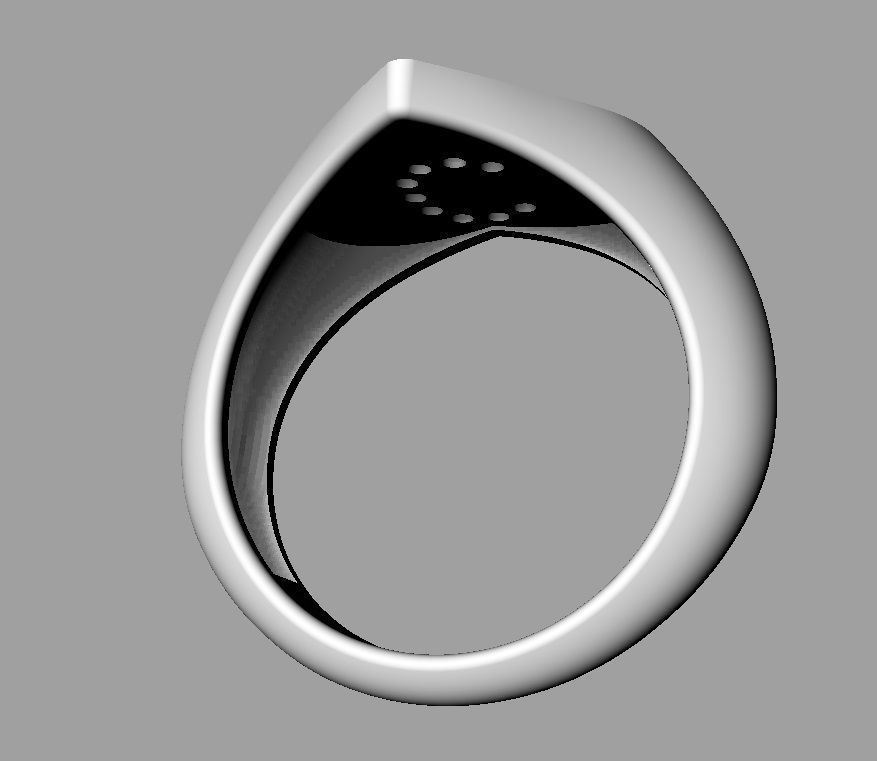 Heart Ring - Diamond Letter C 3D print model_17