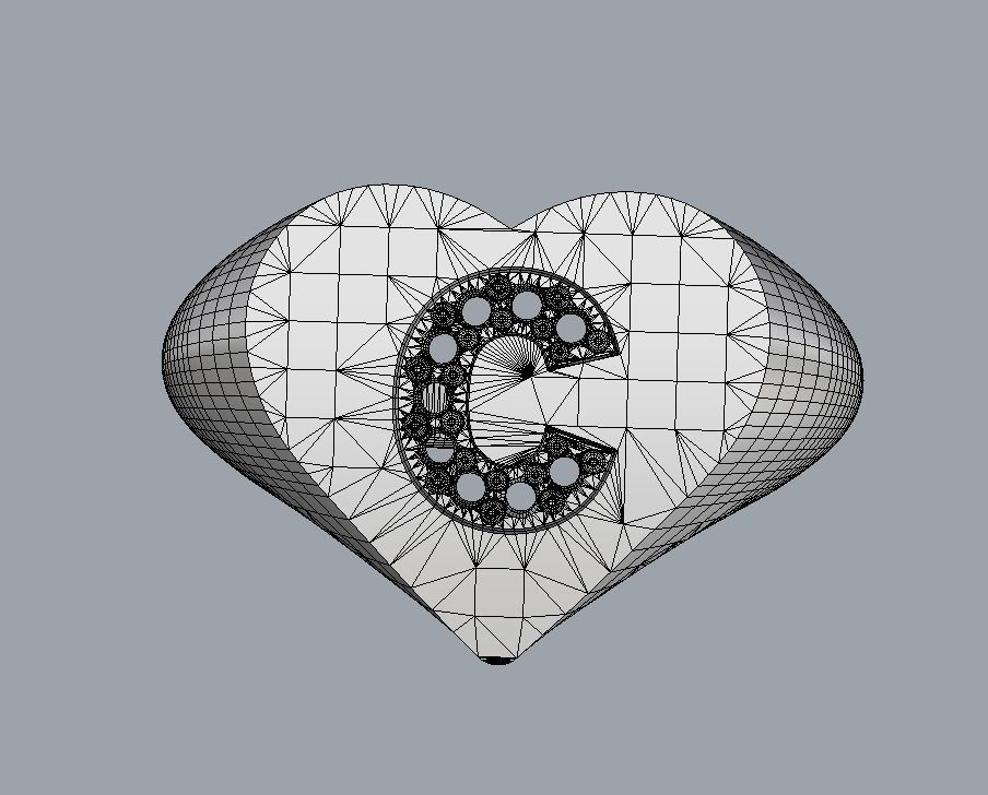 Heart Ring - Diamond Letter C 3D print model_15