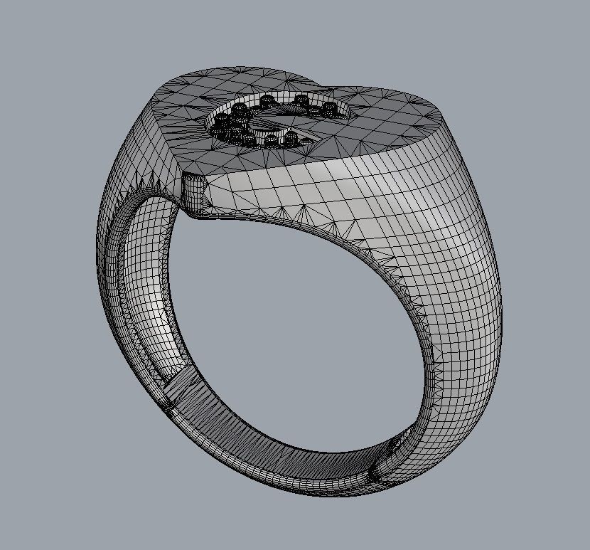 Heart Ring - Diamond Letter C 3D print model_13