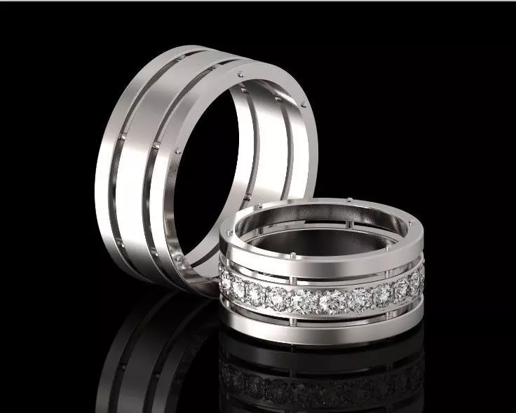 Combined paired wedding rings 816 3D print model
