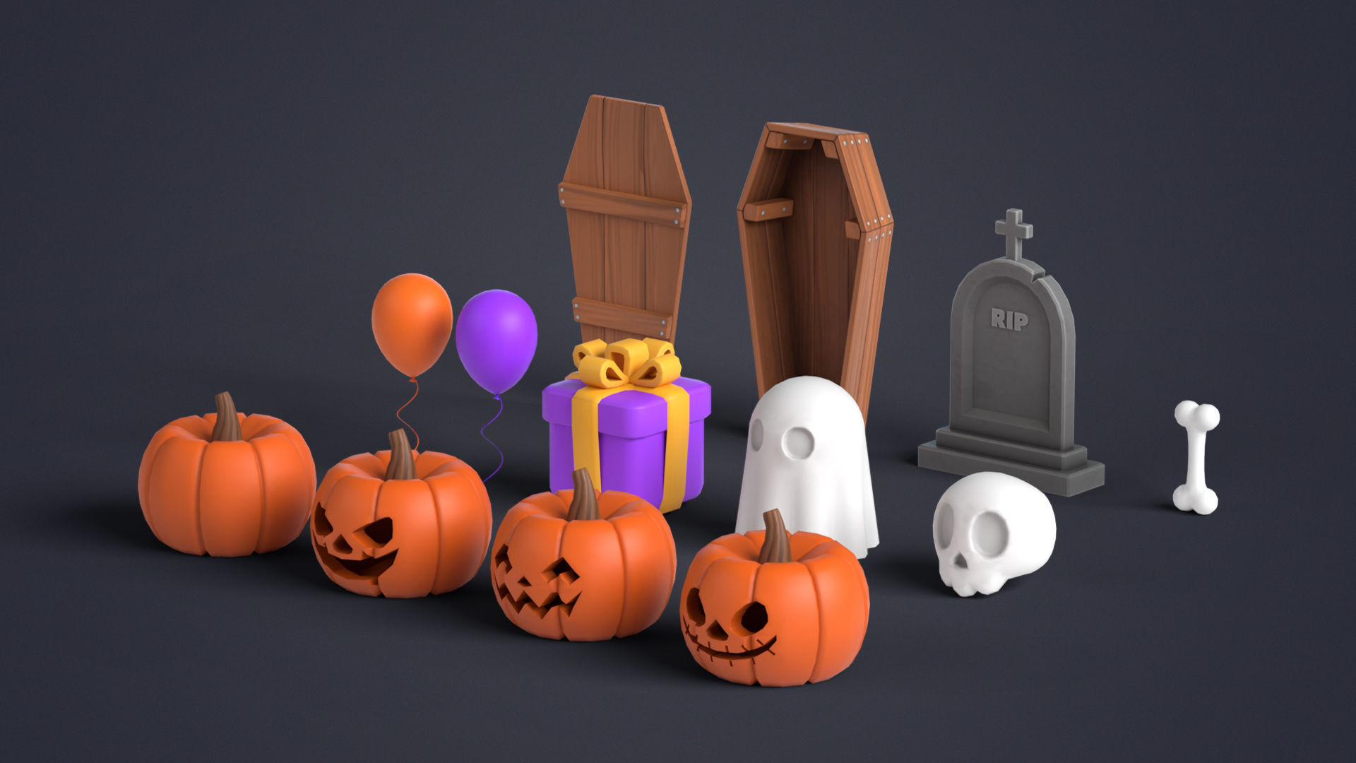 Halloween Pack Low-poly 3D model_3