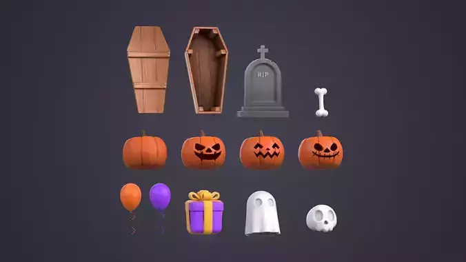 Halloween Pack Low-poly 3D model