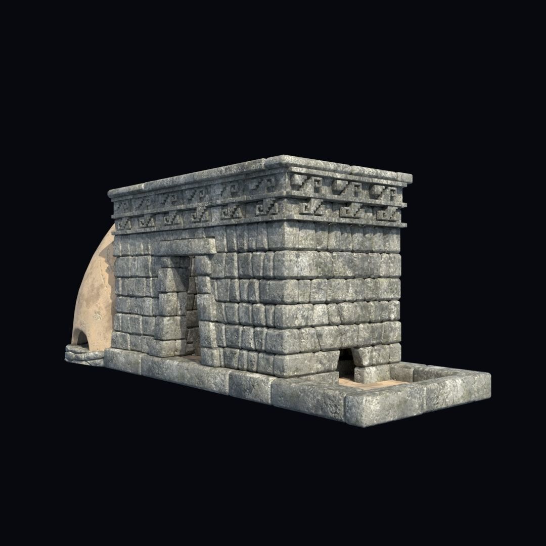 BUILDING AZTEC MAYAN INCA STONE HOUSE TEMPLE COLLECTION Low-poly 3D model_22
