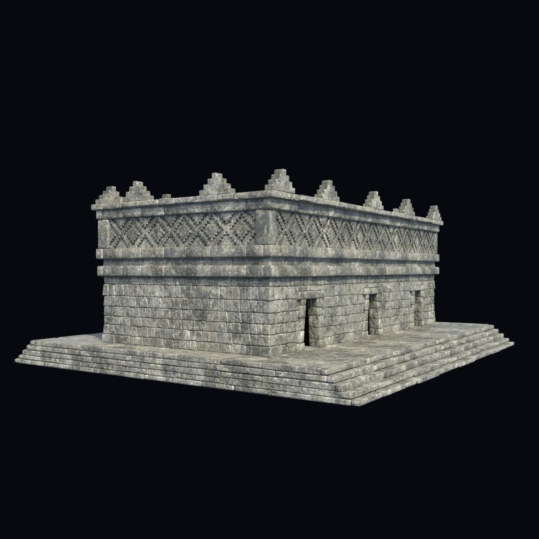 BUILDING AZTEC MAYAN INCA STONE HOUSE TEMPLE COLLECTION Low-poly 3D model_3