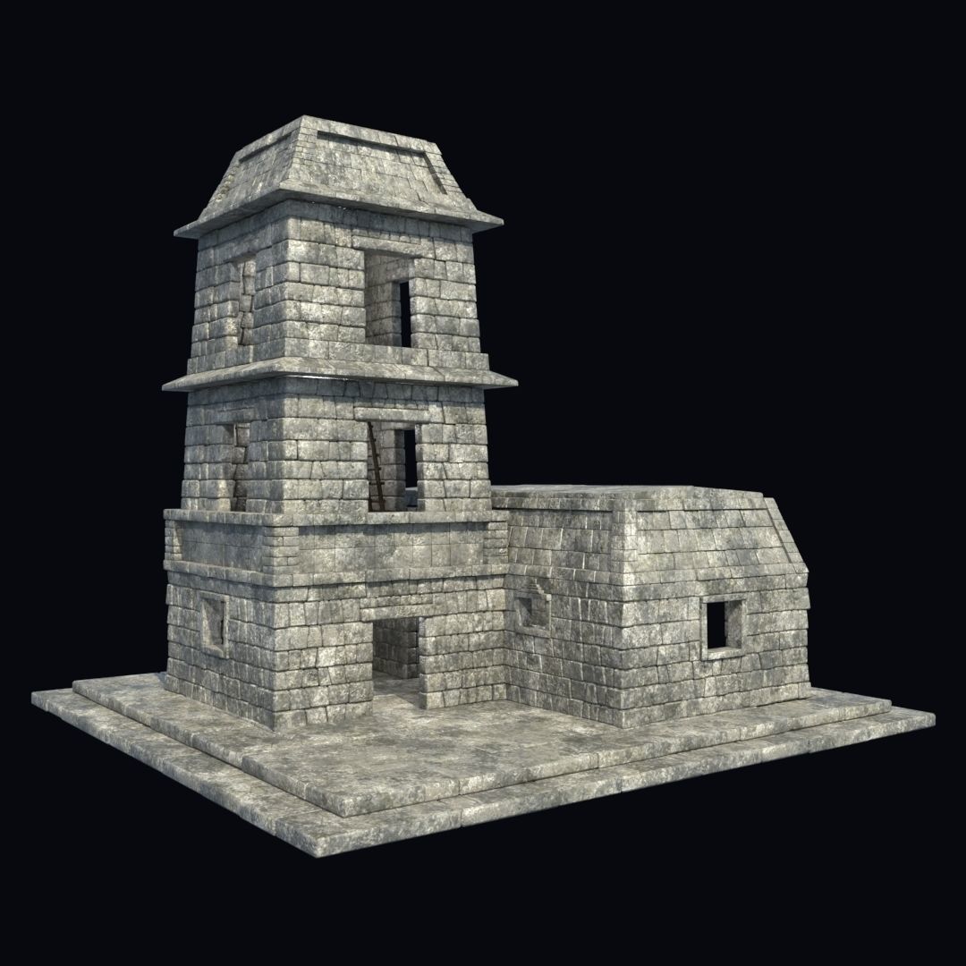 BUILDING AZTEC MAYAN INCA STONE HOUSE TEMPLE COLLECTION Low-poly 3D model_6