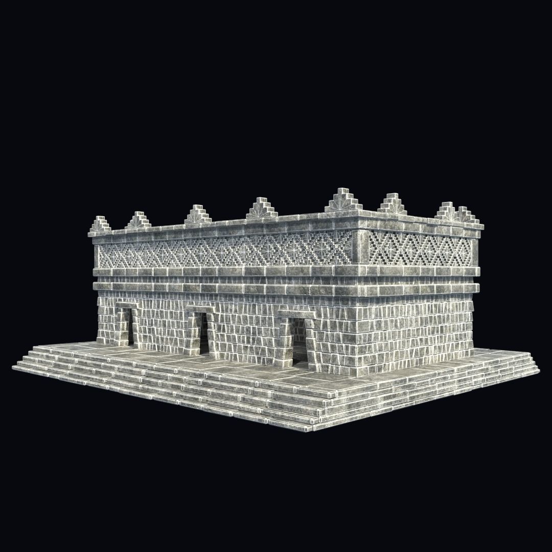 BUILDING AZTEC MAYAN INCA STONE HOUSE TEMPLE COLLECTION Low-poly 3D model_4
