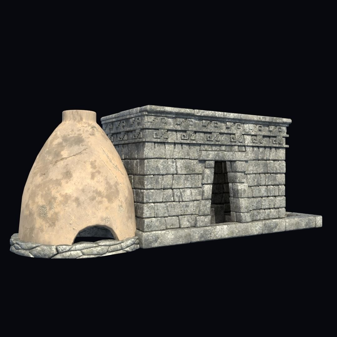 BUILDING AZTEC MAYAN INCA STONE HOUSE TEMPLE COLLECTION Low-poly 3D model_21