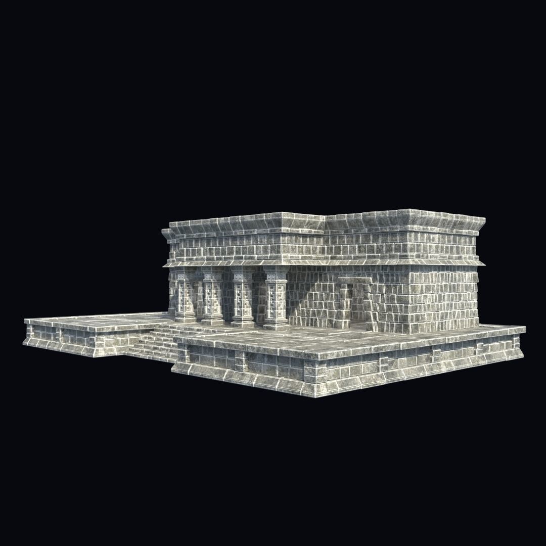 BUILDING AZTEC MAYAN INCA STONE HOUSE TEMPLE COLLECTION Low-poly 3D model_14