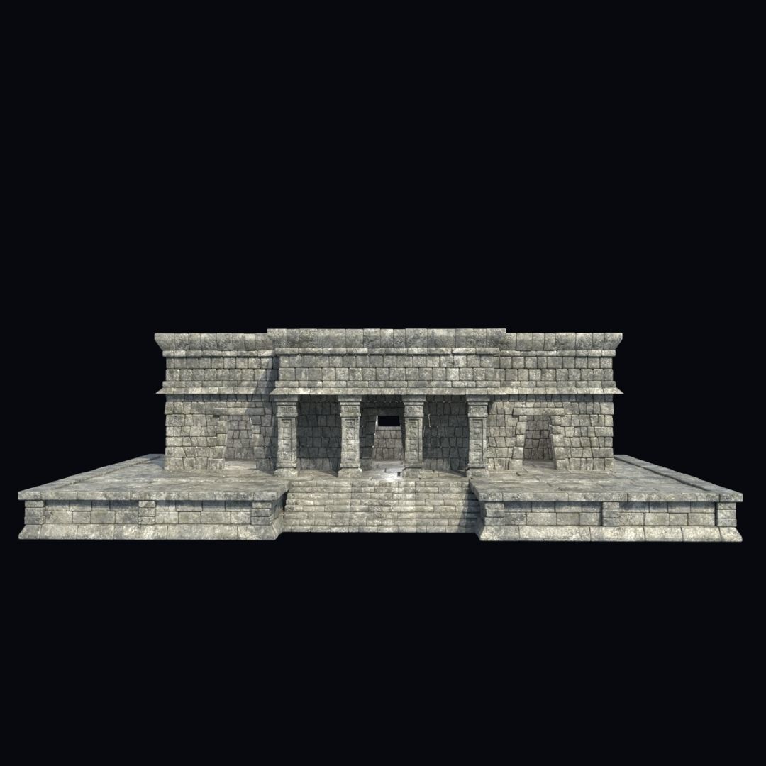 BUILDING AZTEC MAYAN INCA STONE HOUSE TEMPLE COLLECTION Low-poly 3D model_12