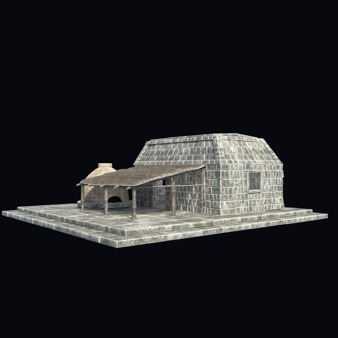 BUILDING AZTEC MAYAN INCA STONE HOUSE TEMPLE COLLECTION Low-poly 3D model_19