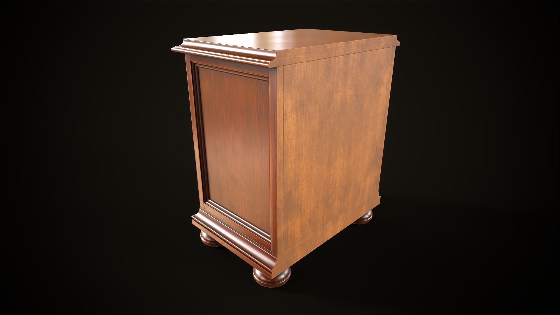 Vintage dresser and nightstand Low-poly 3D model_19