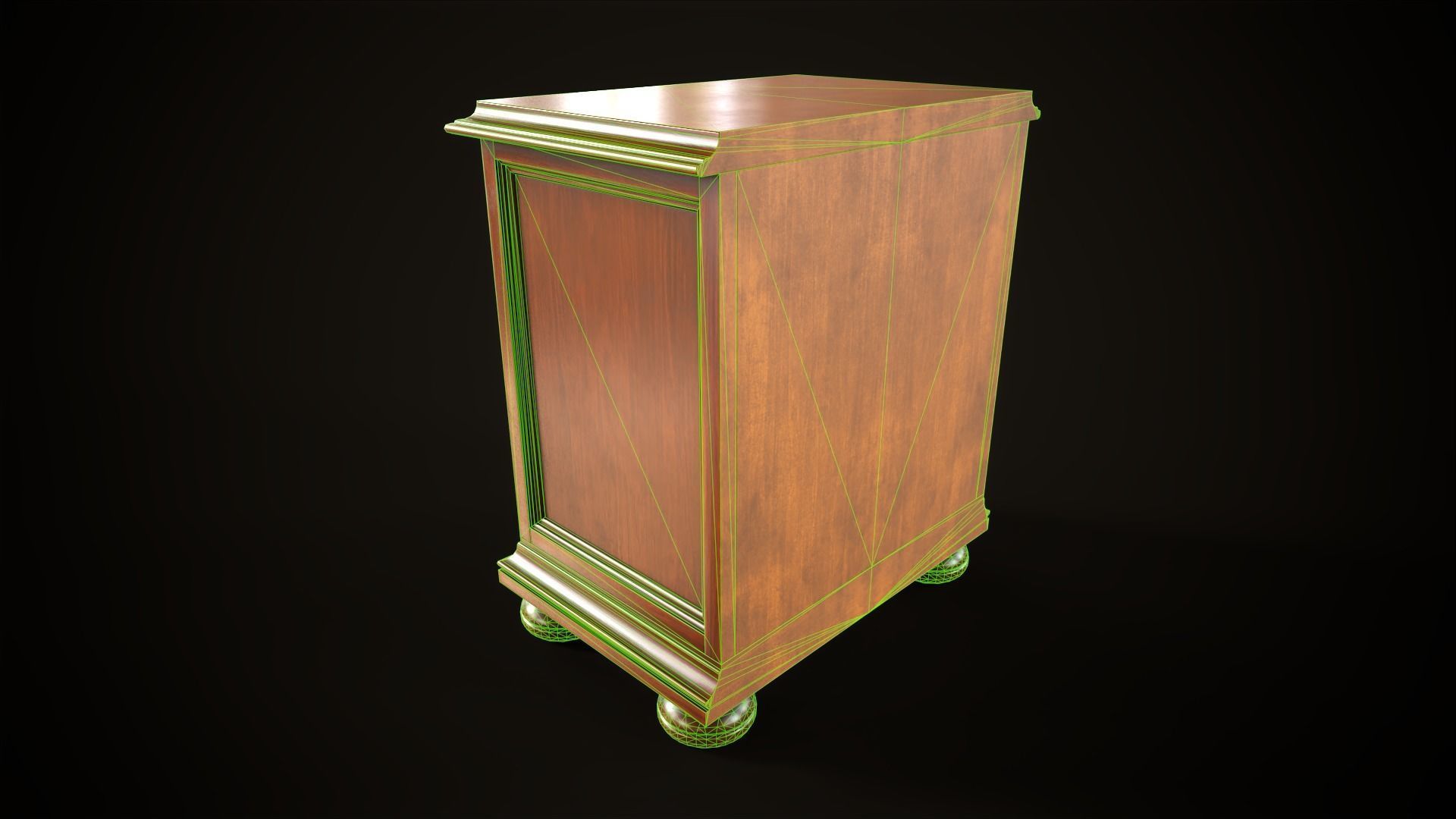 Vintage dresser and nightstand Low-poly 3D model_24