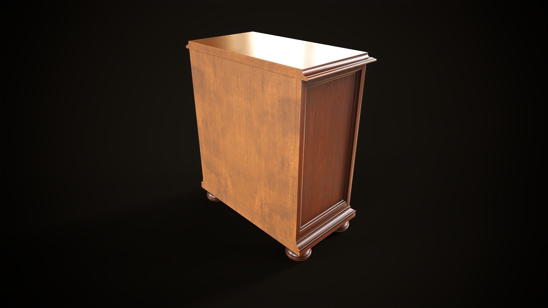 Vintage dresser and nightstand Low-poly 3D model_15