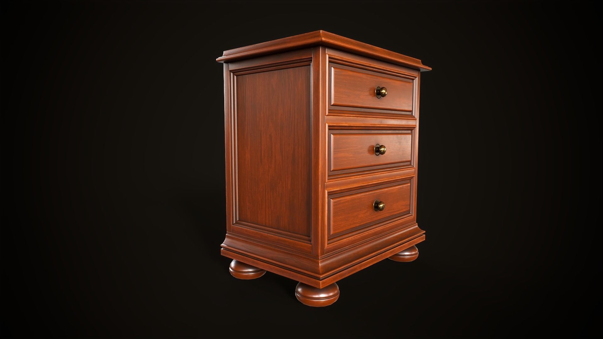 Vintage dresser and nightstand Low-poly 3D model_20
