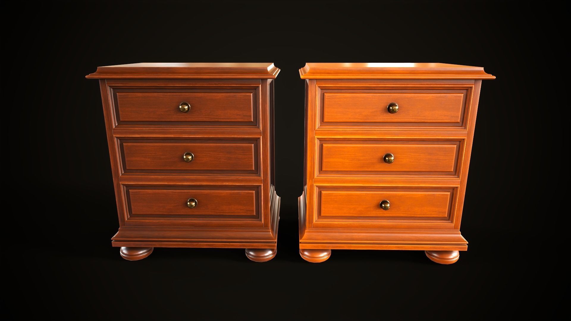 Vintage dresser and nightstand Low-poly 3D model_5