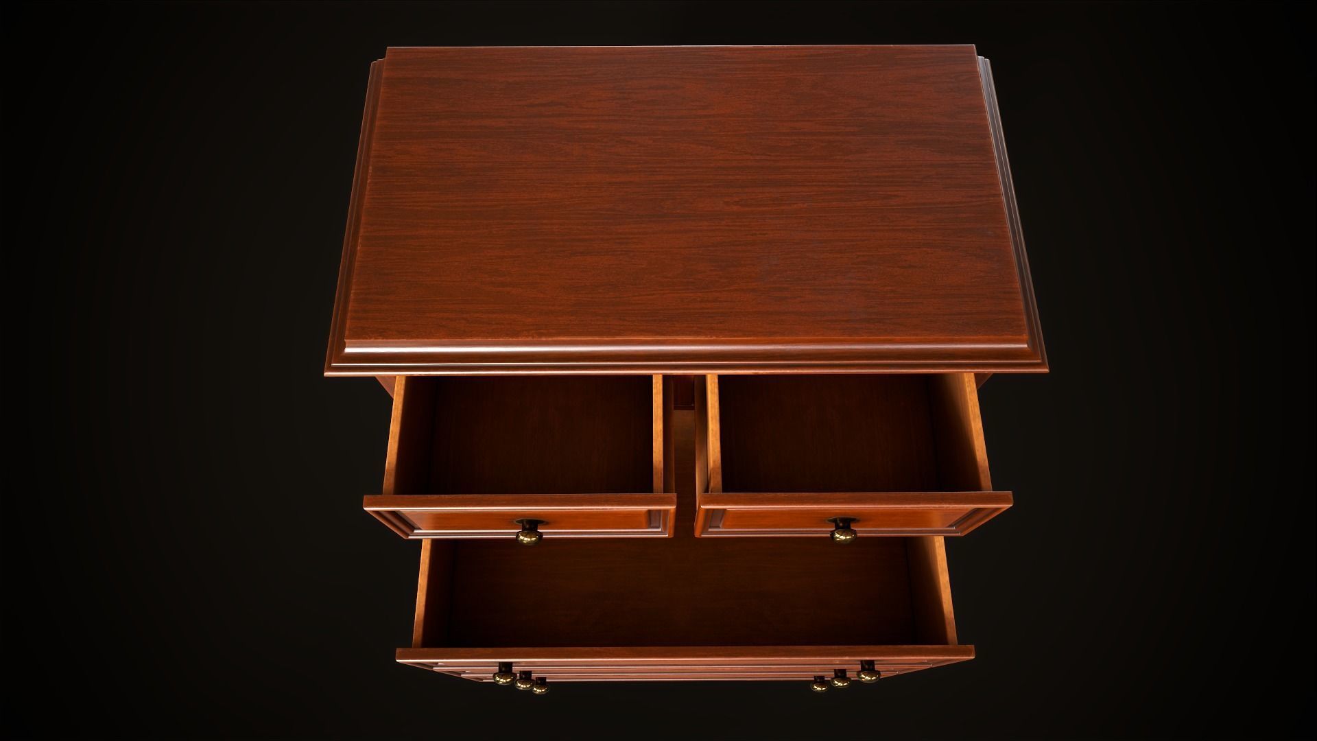 Vintage dresser and nightstand Low-poly 3D model_9