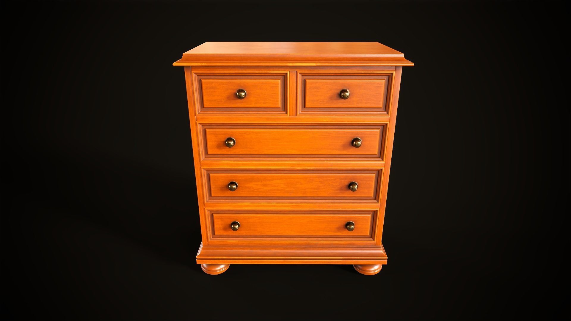Vintage dresser and nightstand Low-poly 3D model_6