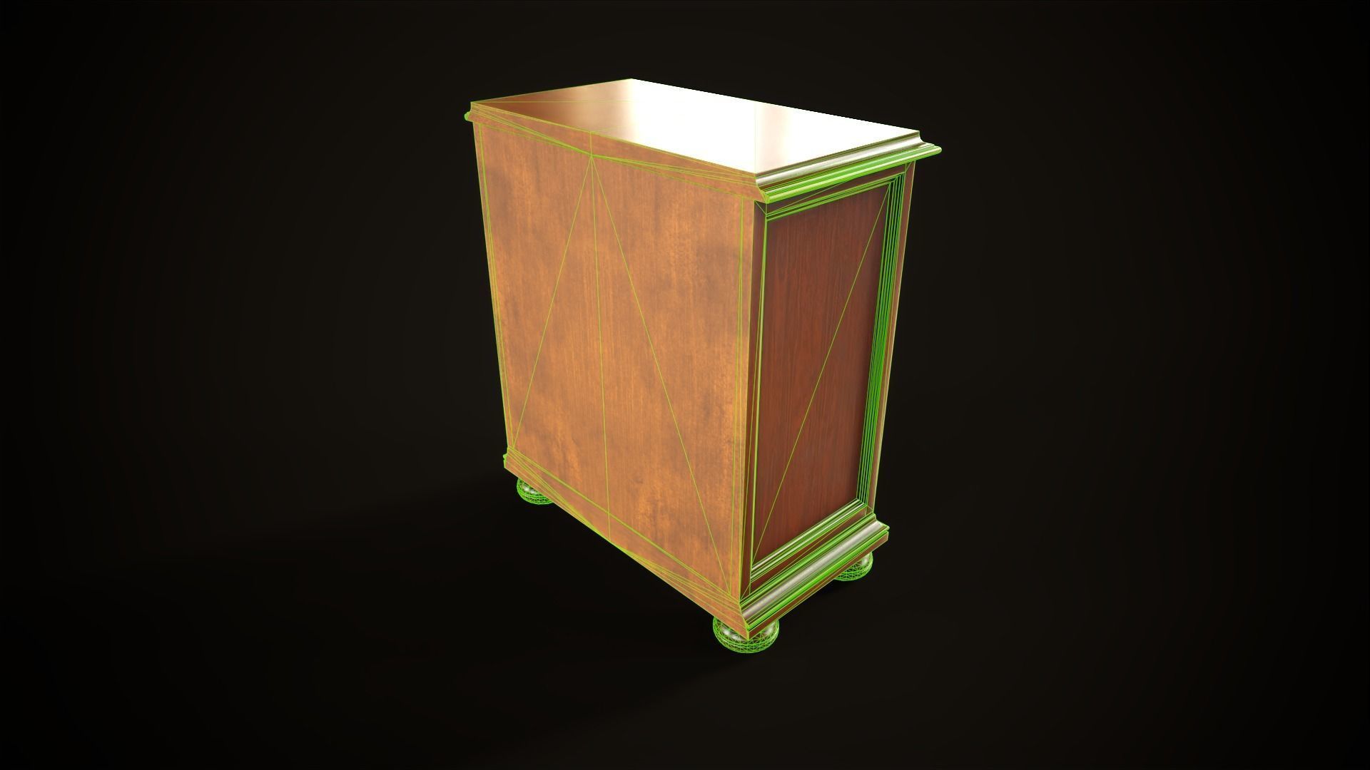 Vintage dresser and nightstand Low-poly 3D model_22