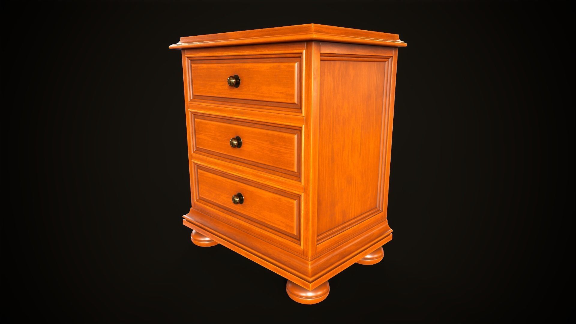 Vintage dresser and nightstand Low-poly 3D model_18