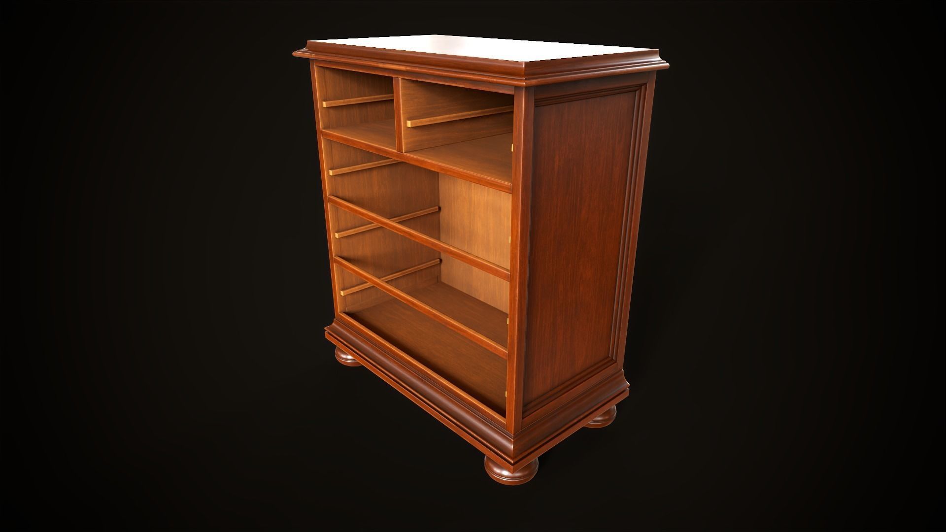 Vintage dresser and nightstand Low-poly 3D model_14
